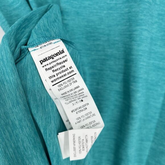 Patagonia T Shirt Size Medium Womens Teal Capilene Cool Daily Graphic Tee Crew - Picture 8 of 9